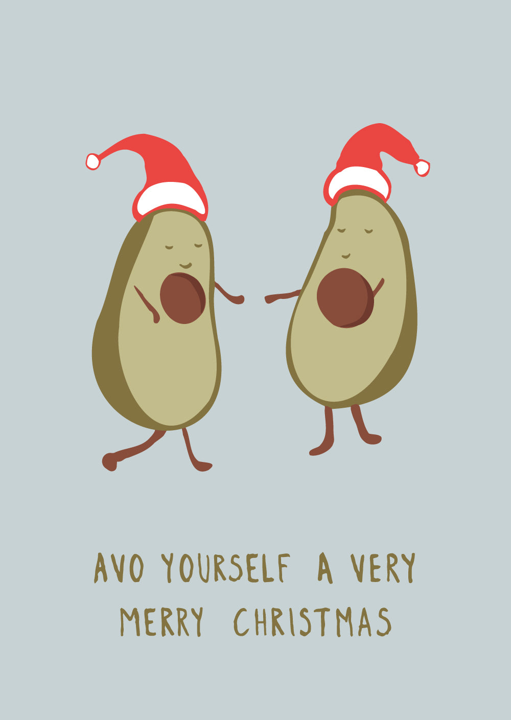 Avocados dancing with Santa hats on