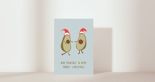 Avocados dancing with Santa hats on