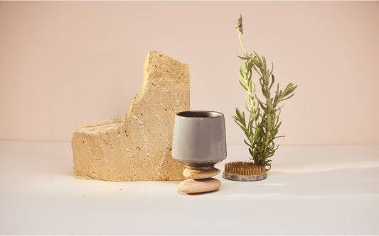 Soy was candle in blue Japanese style cup 