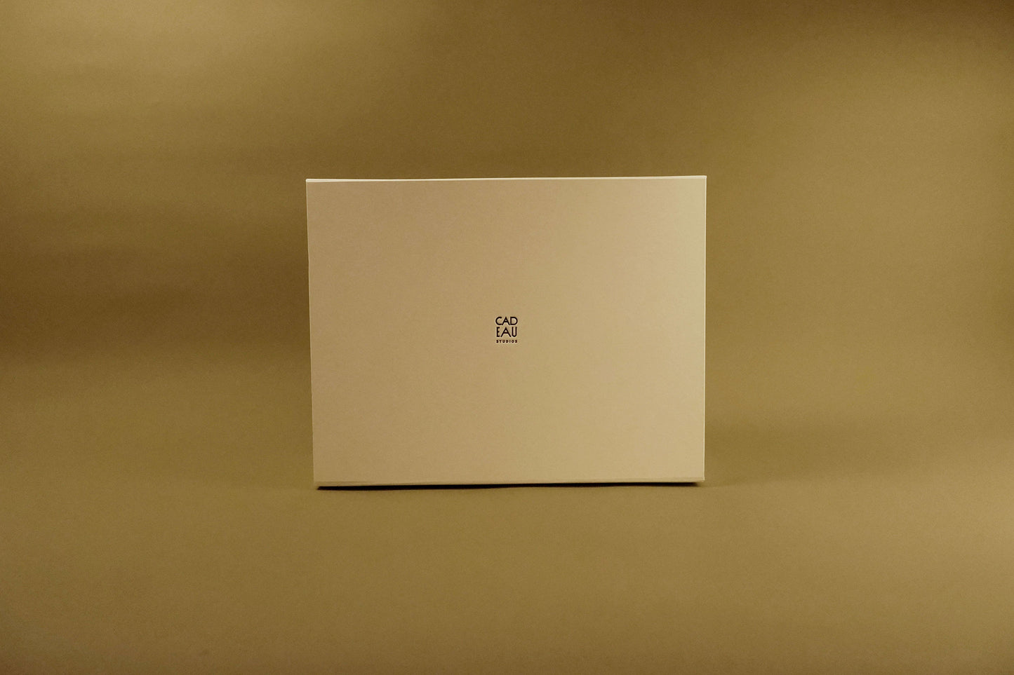 Beige box with a logo on a beige background