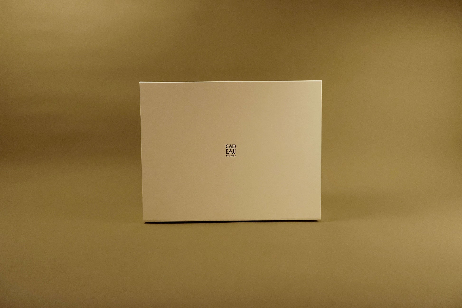 Beige box with a logo on a beige background
