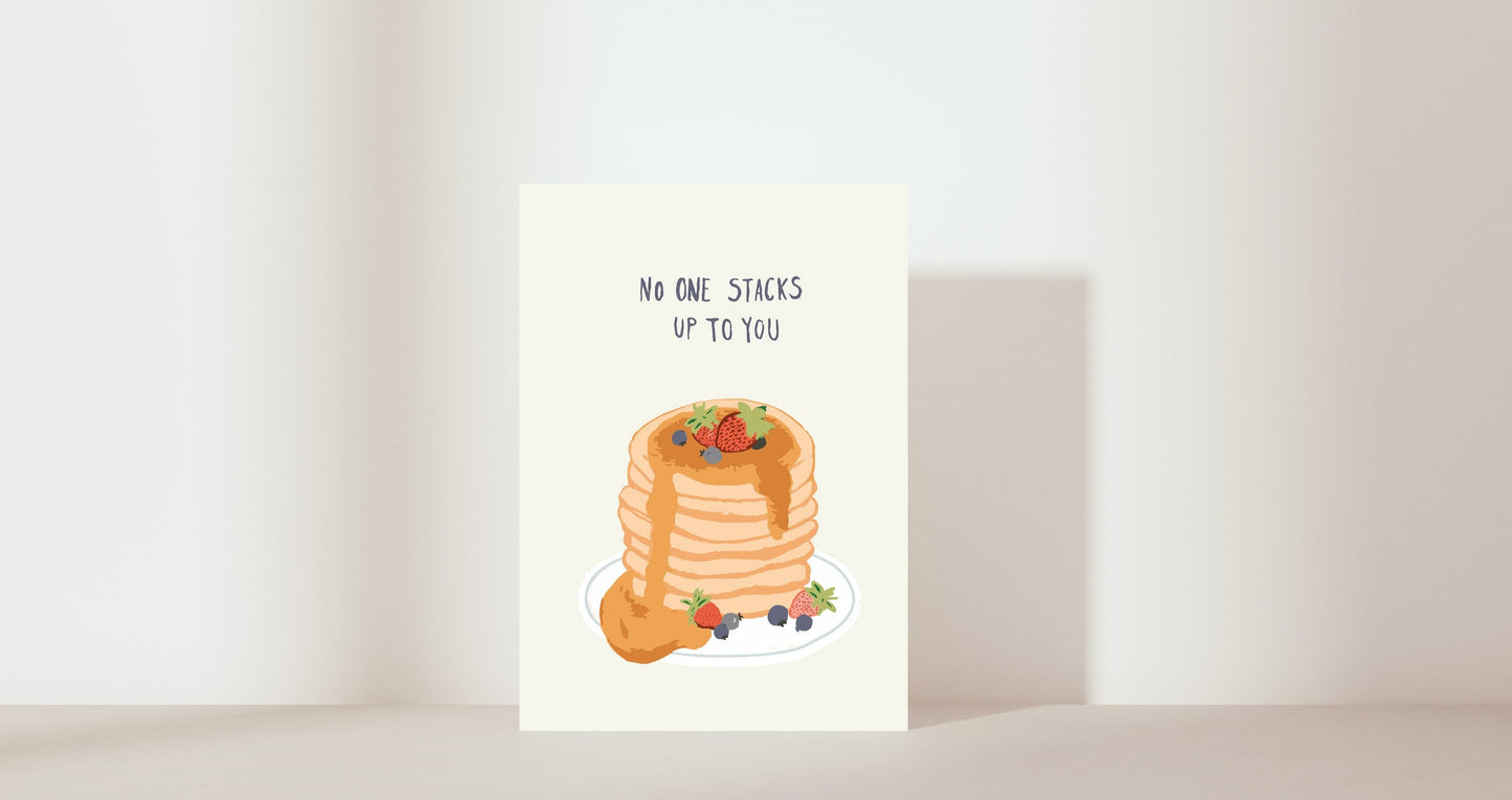 'no one stacks up to you' painting of stacked pancakes