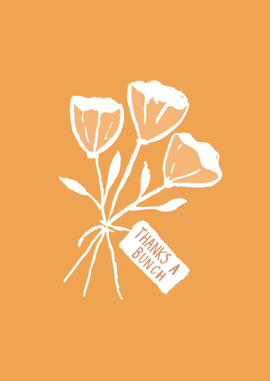 Illustration of bunch of flowers with text 'thanks a bunch'